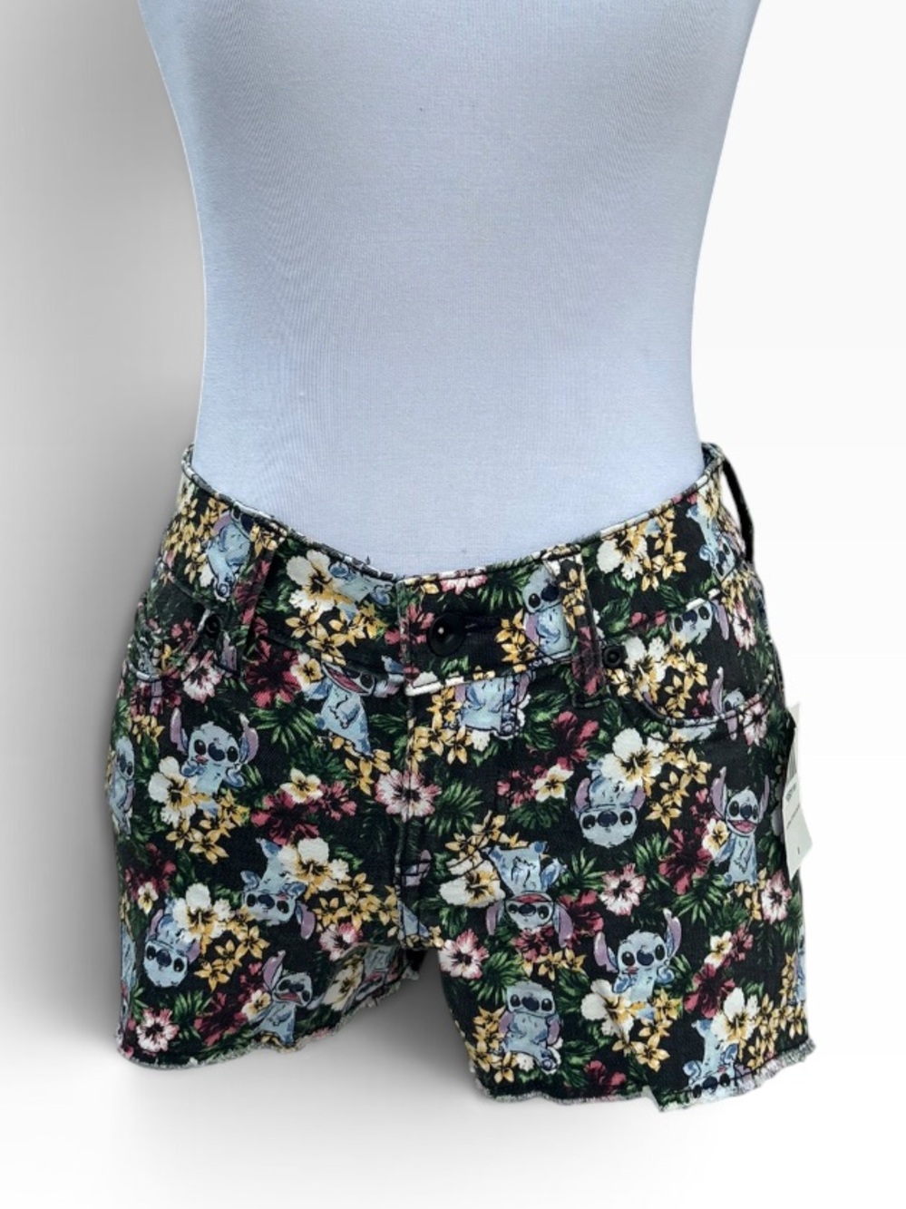 Hot Topic Black Floral & Stitch High Waist Shorts